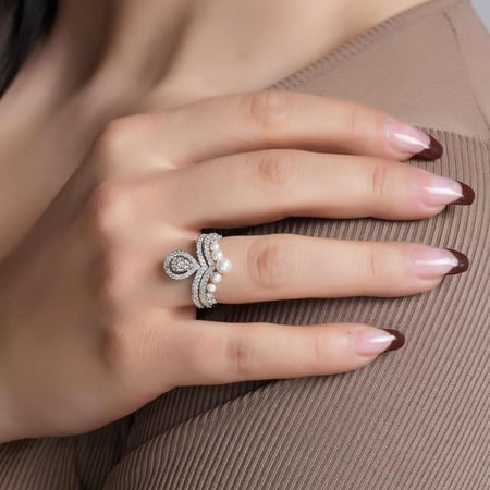 خاتم توينز ذهب أبيض والماس