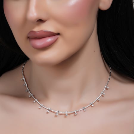 عقد ذهب ابيض والماس