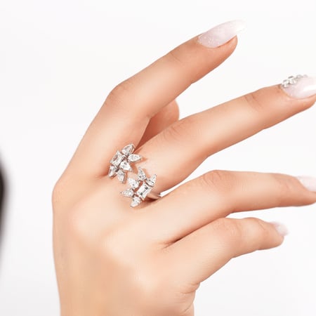 خاتم ذهب ابيض والماس