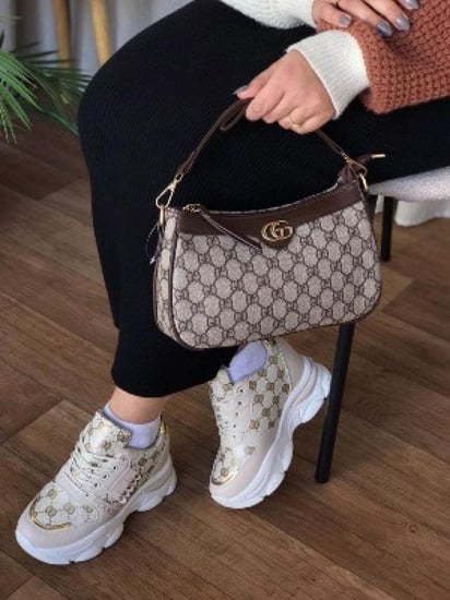 طقم نسائي فاخر حقيبة مع حذاء بنقشة أنيقة