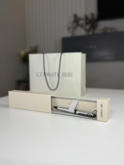 قلم شروتي ستيل فضي مخطط مطفي cerruti man pen silver matt stripe
