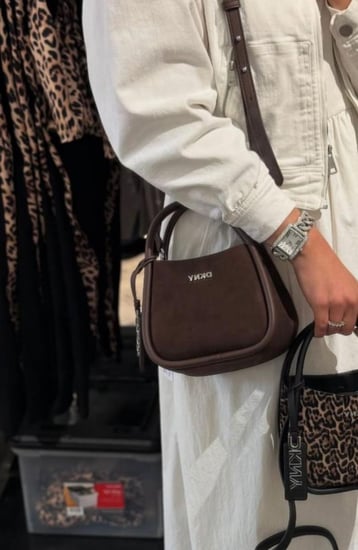 شنطة دكني ميني كابري هوبو باللون البني بجلد الغزال DKNY Women's Capri mini Hobo Bag