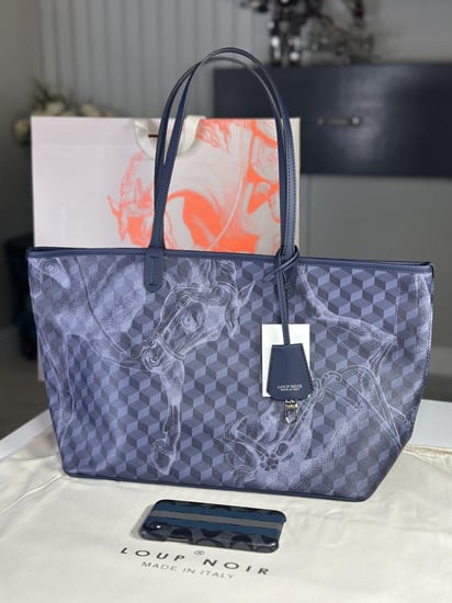 SHOPPER SMALL Cheval Darkblue داركبلو كحلي بطبعة خيل