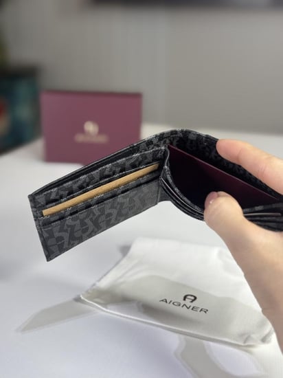 محفظة اجنر سجنشر فولد جلد اسود Aigner man wallet icon