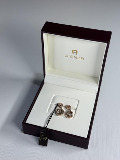 اجنر حلق روز قولد ايكون كريستال رنق fashion rose gold earring aj690145