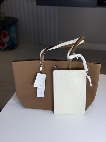 توت لاكوست انا قلبتين باللون البني Anna Reversible Tote With Pouch brown