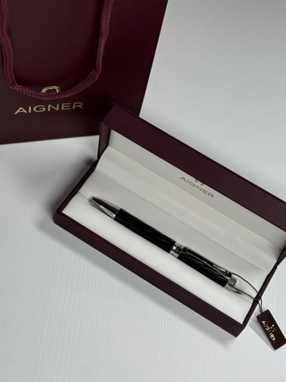 قلم اجنر بلاك جولد ريمر aigner ballpoint pen black and silver wavy design