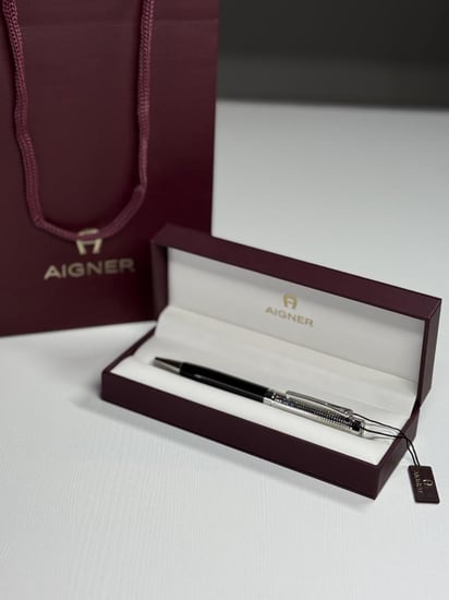اجنر قلم ستيل جرد  ballpoint aigner pen steel square design