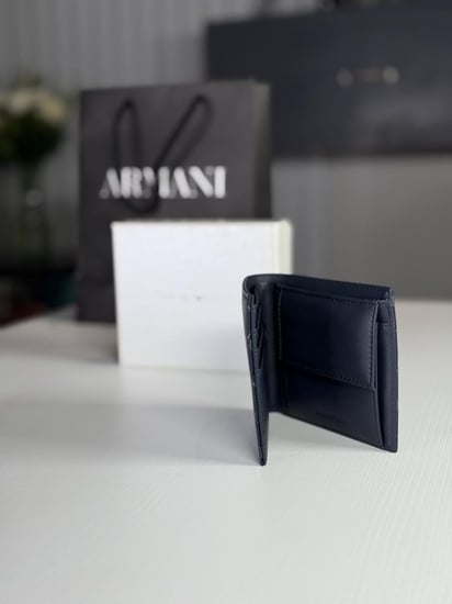 محفظة امبوريو ارماني بشعار ازرق ولوقو الصقر-emporio armani navy signature wallet