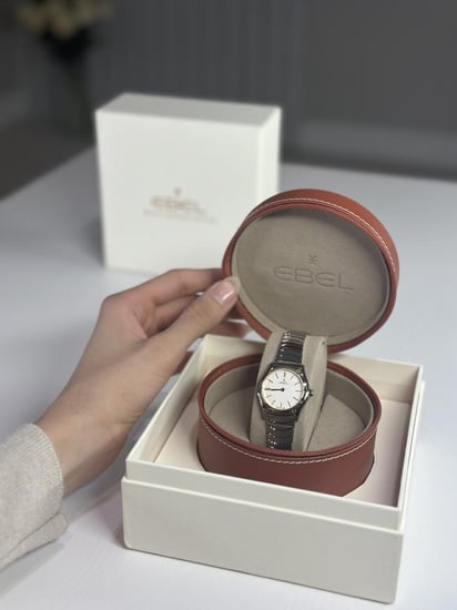 ساعة ايبل سبورت ستايل بنمطين ومينا مطلي ذهبebel sport two tone watch - فضي/ ذهبي