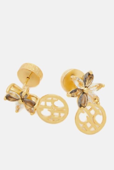 حلق كارولينا هيريرا | CRYSTAL JASMINE - كريستال ابيض ورمادي/ ذهبي