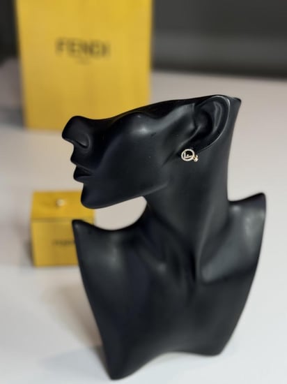 حلق اف فندي لوقو المرصع بالكريستال  F Is Fendi Earrings