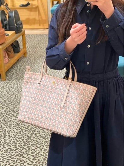 توت توري برتش سمول Tory Burch Geo Logo Mini Zip Tote وردي سجنشر