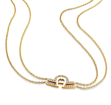 سلسلة اجنر ذهبيه مطليه مرصعة بالاحجار ومزينه بلوقو انسيابي AGJ.231108.GNL AIGNER Aurora women's necklace