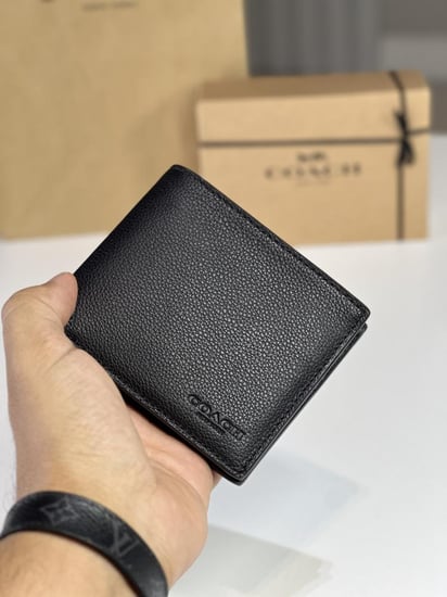 محفظة كوتش اسود جلد طبيعي 3in1