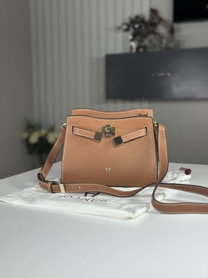 شنطة فرح FARAH CROSSBODY BAG S كروس بودي بتصميم ايرمز - بني / ذهبي