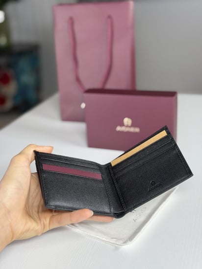 اجنر محفظة رجالية باللون الاسود مع حامل بطاقة SAFFIANO BILL AND CARD CASE