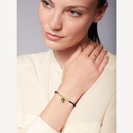 اسوار بولقاري SERPENTI FOREVER BRACELET قطن بتصميم ميداليه راس ثعبان- اسود/ ذهبي