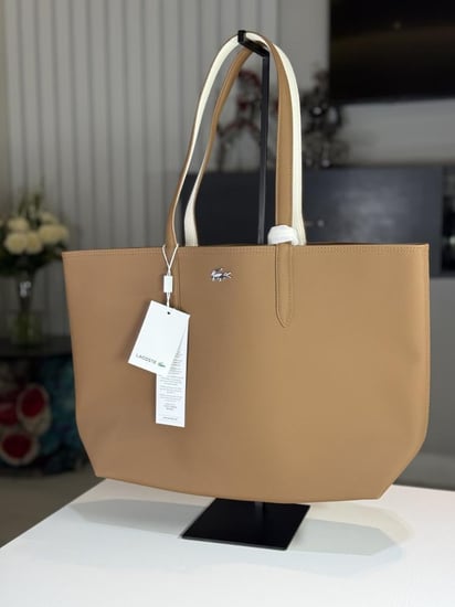 توت لاكوست انا قلبتين باللون البني Anna Reversible Tote With Pouch brown