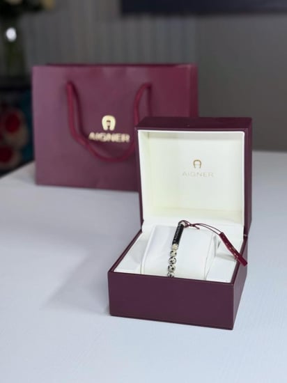 اسوارة فيستو من اجنر للرجال خرز لون حجري اسود ورمادي Agner Festo bracelet for men Gray beads