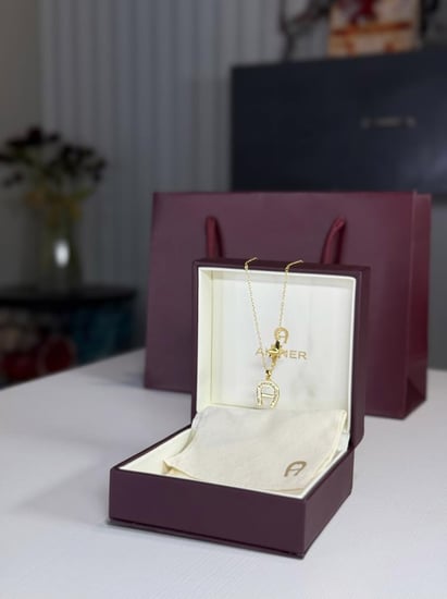 قلادة اجنر ذهبيه بعلامه اجنر ونجمه Aigner fashion necklace gold star