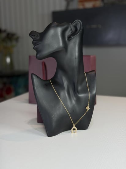 قلادة اجنر ذهبيه بعلامه اجنر ونجمه Aigner fashion necklace gold star
