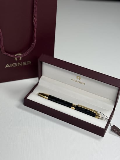 قلم اجنر بلاك جولد ريمر aigner ballpoint pen black and gold wavy design