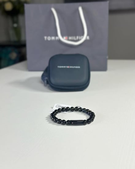 اسوار  Black Steel and Onyx Bracelet REF: 2790581 اونيكس تومي فليكسبل دارك نايت اسود