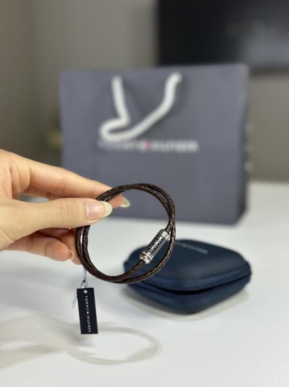 اسوار تومي رجالي بني لفتين بقفل مغناطيس سجنشر - بني / رمادي