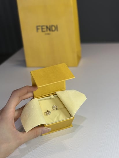 حلق اف فندي لوقو المرصع بالكريستال  F Is Fendi Earrings