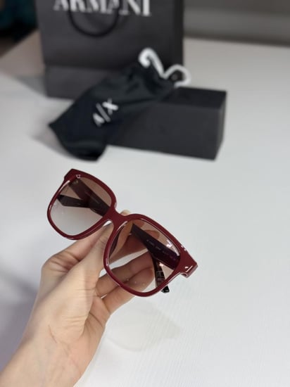 نظارة ارماني بفريم مربع بلاستيك عنابي واسود Armani Exchange- AX4136SU