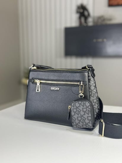 دكني كروس بودي مادي مع محفظة سجنشر بتعليقه MADDY CROSSBODY R42EYF22- اسود/ اسود سجنشر