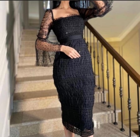 فستان تول اسود