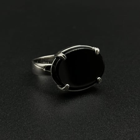 قاتم | خاتم ملكي شنكار فضه عيار 925 - أسود