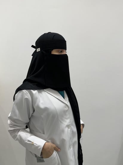 نقاب اسود طويل /قصير - white niqab