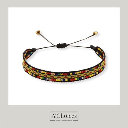 اساور قماشية مصنوعة يدويا بالخرز الملون بعدة أشكال - سحب