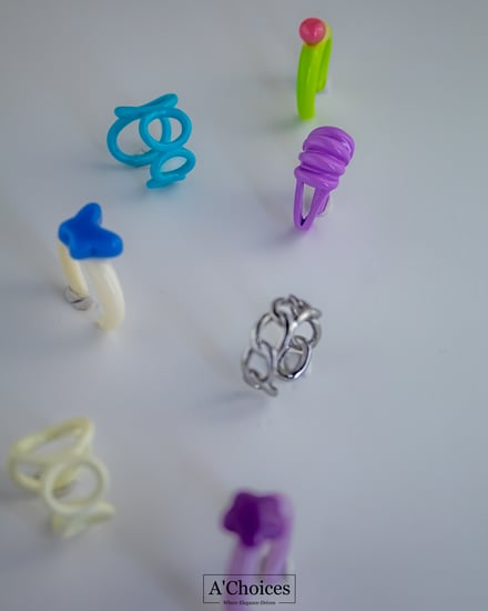 مجموعة مكونة من ثلاثة خواتم قابلة للتعديل بأشكال مختلفة