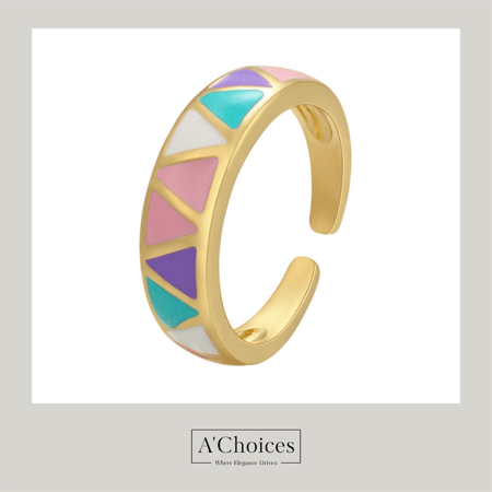 خواتم ملونة مطلية بالذهب قابلة للتعديل
