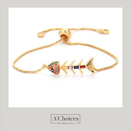 اساور مصنوعة من النحاس المطلي بالذهب بالزيركون الملون - سحب