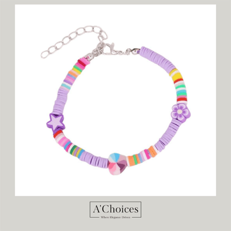 اساور ملونة مع زهرة ونجمة وقلب بعدة ألوان