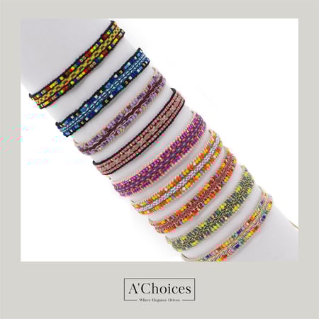 اساور قماشية مصنوعة يدويا بالخرز الملون بعدة أشكال - سحب