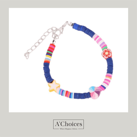 اساور ملونة مع زهرة ونجمة وقلب بعدة ألوان