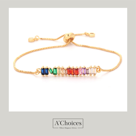 اساور مصنوعة من النحاس المطلي بالذهب بالزيركون الملون - سحب