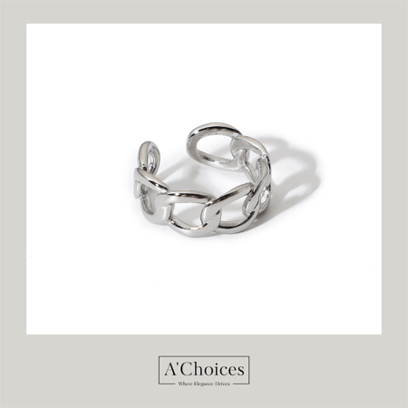 خاتم مطلي بالذهب مصنوع من الفولاذ المقاوم للصدأ قابل للتعديل بلونين