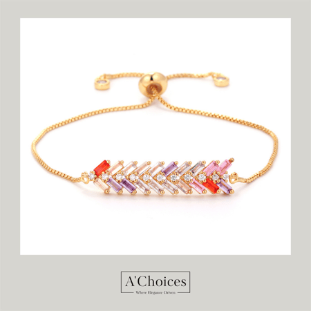 اساور مصنوعة من النحاس المطلي بالذهب بالزيركون الملون - سحب