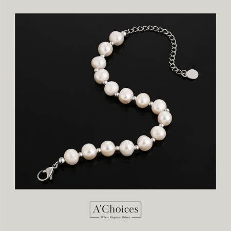 اساور من اللؤلؤ الزراعي المطلي بالذهب بلونين ذهبي وفضي