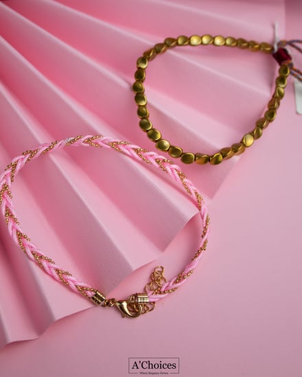 اساور مصنوعة من النحاس المطلي بالذهب بأشكال مموجة - سحب