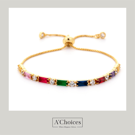 اساور مصنوعة من النحاس المطلي بالذهب بالزيركون الملون - سحب