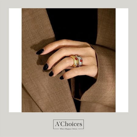 خاتم مصنوع من الفضة عيار 925 بالزيركون الملون قابل للتعديل