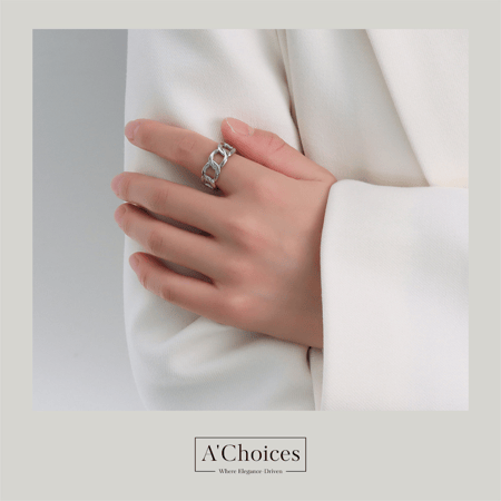 خاتم مطلي بالذهب مصنوع من الفولاذ المقاوم للصدأ قابل للتعديل بلونين